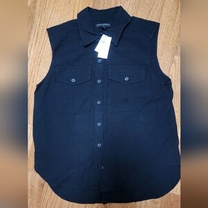 Banana Republic Black Sleeveless Button Down Shirt